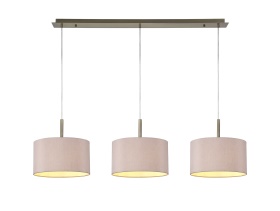 DK0571  Baymont 30cm Shade 3 Light Pendant Antique Brass, Taupe/Halo Gold